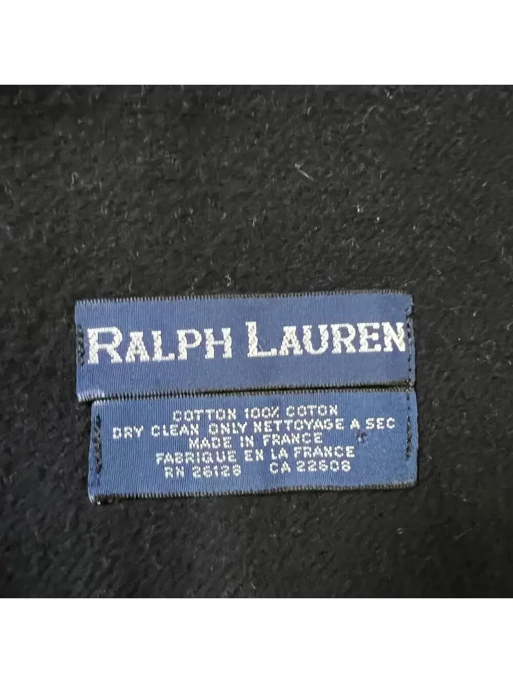 Ralph Lauren Black Cotton Fringed Scarf w Red Polo Logo